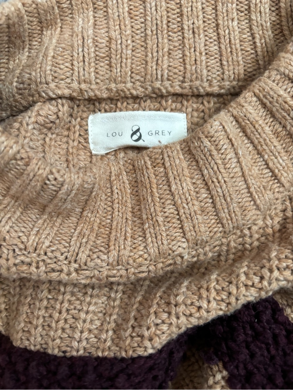 Lou & Grey Chunky Striped Knit Sweater Cotton Cashmere Alpaca Blend Fits M - Picture 7 of 8